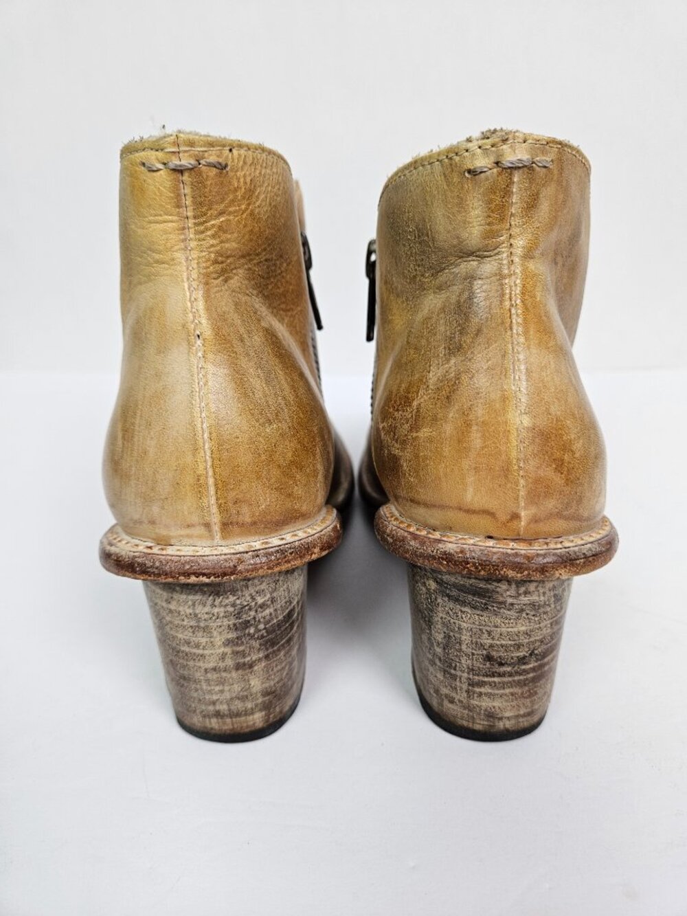 BED | STU Sonic Cobbler Series Distressed Tan Leather Ankle Boot 6 - Picture 8 of 13